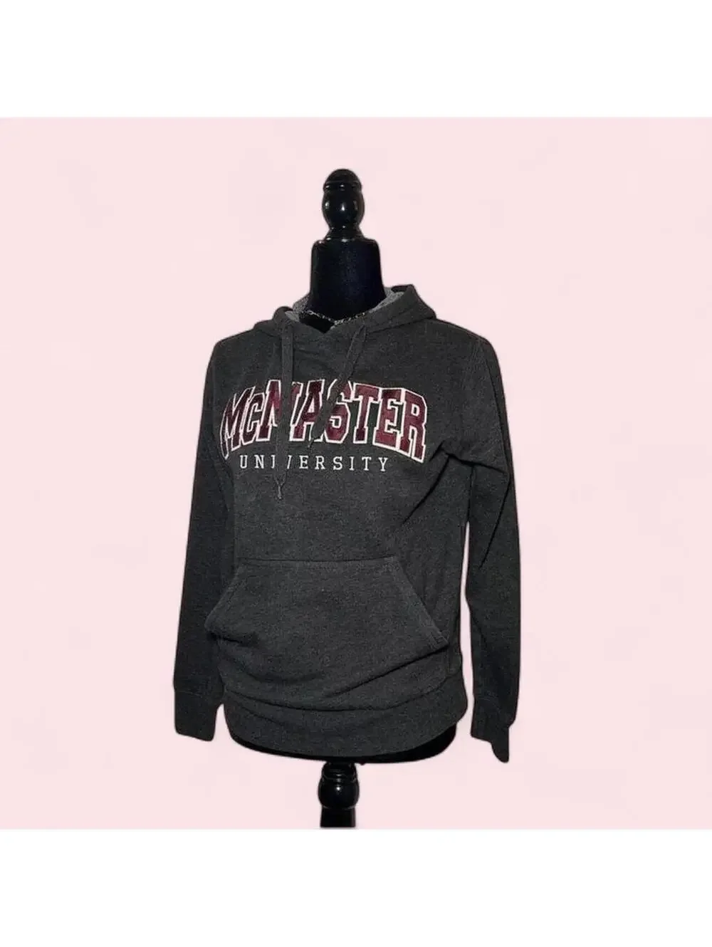 Y2K 2000s Preppy McMaster University Grey Pullover Hoodie - Picture 2 of 4